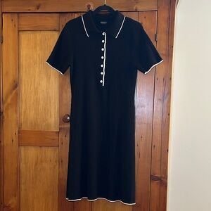 Classic Black Polo Dress with White Accents